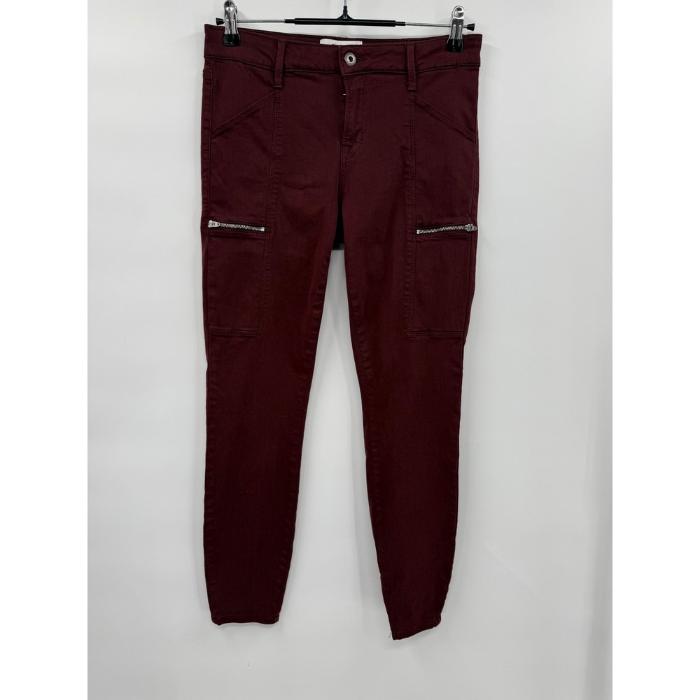 Pistola 27 Skinny Cargo Pants Womens Burgundy Maroon Zip Pocket P6278TLT-MAR